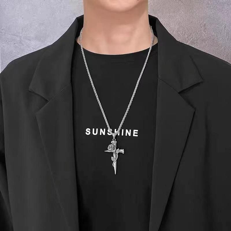 Rose cross necklace