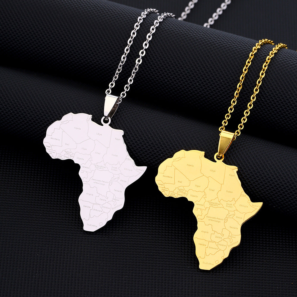 African map pendant necklace