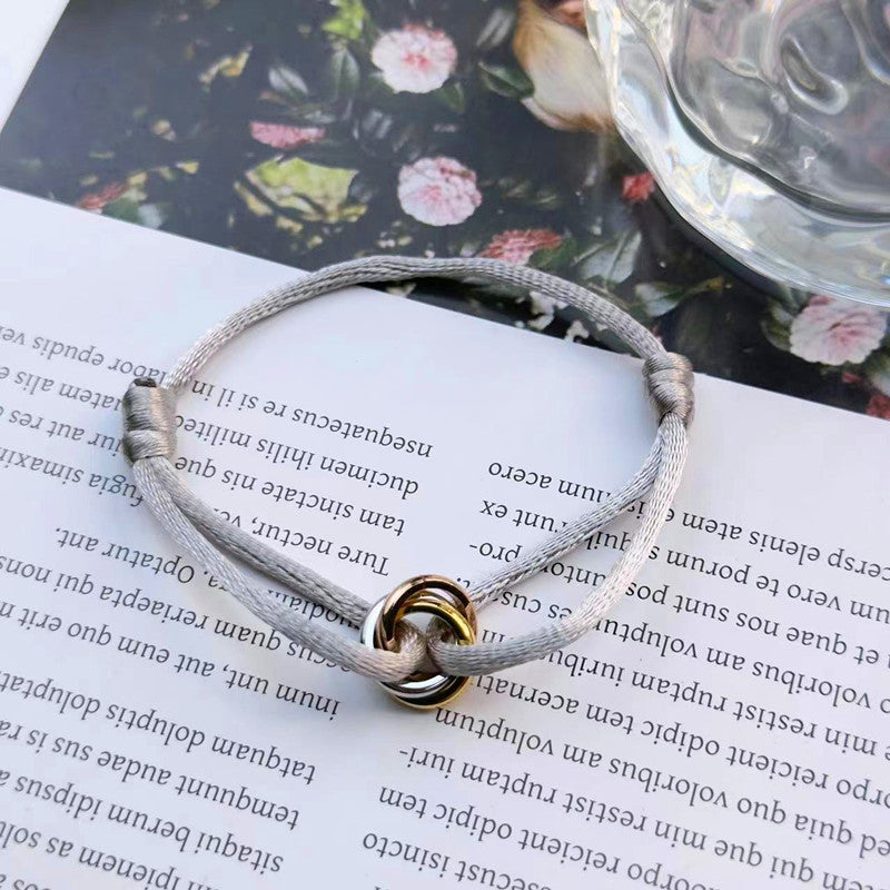 Braided Titanium Steel Three-Ring Bracelet