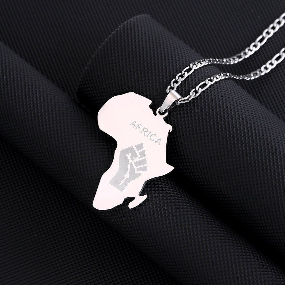 African map pendant necklace