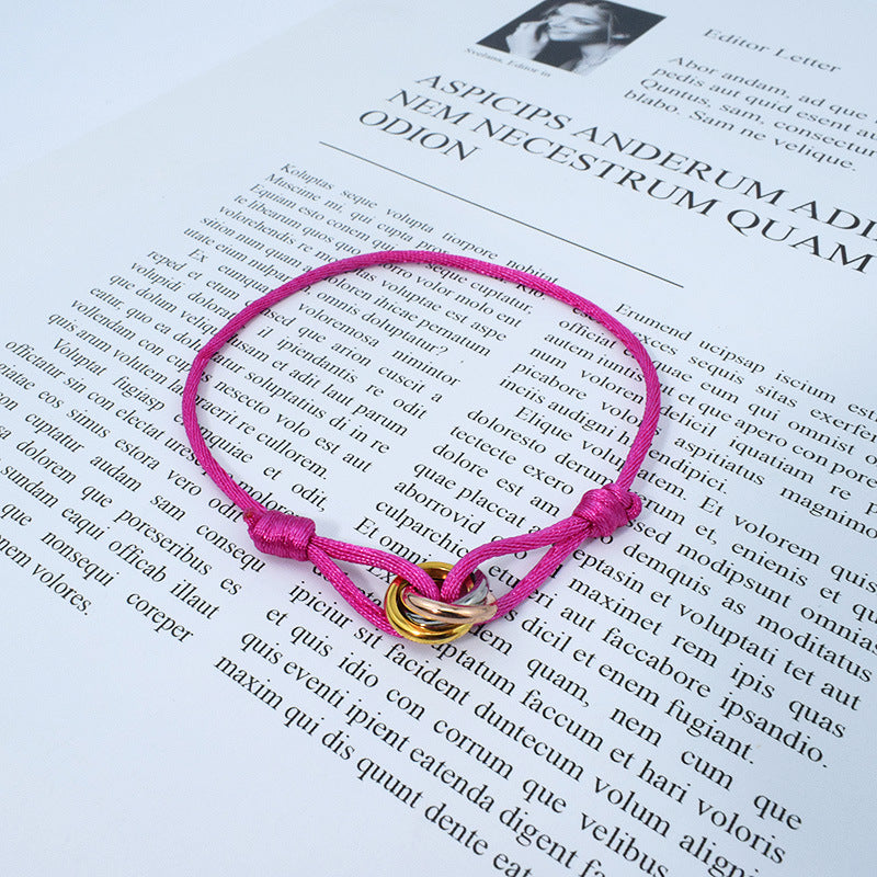 Braided Titanium Steel Three-Ring Bracelet