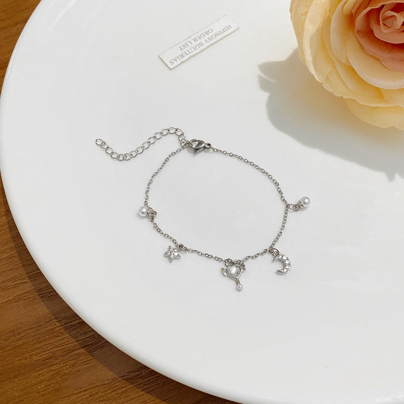 Star and Moon Romantic Pearl Bracelet