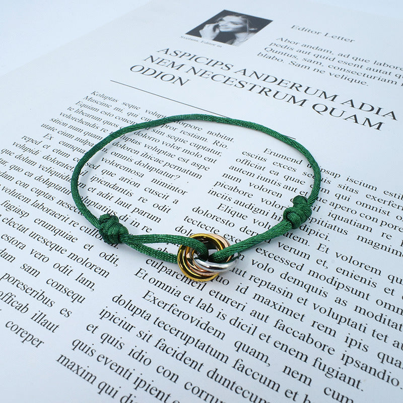 Braided Titanium Steel Three-Ring Bracelet