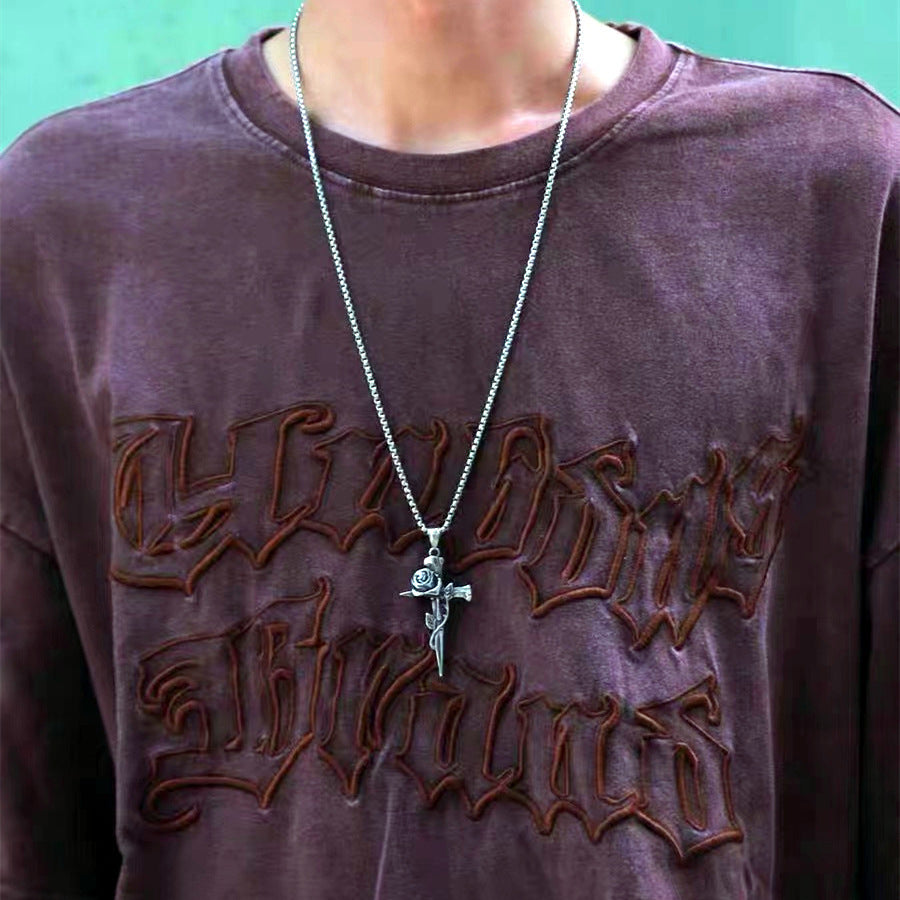 Rose cross necklace
