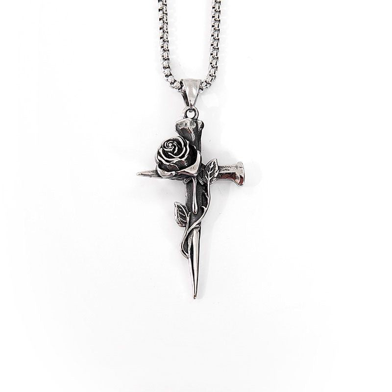 Rose cross necklace