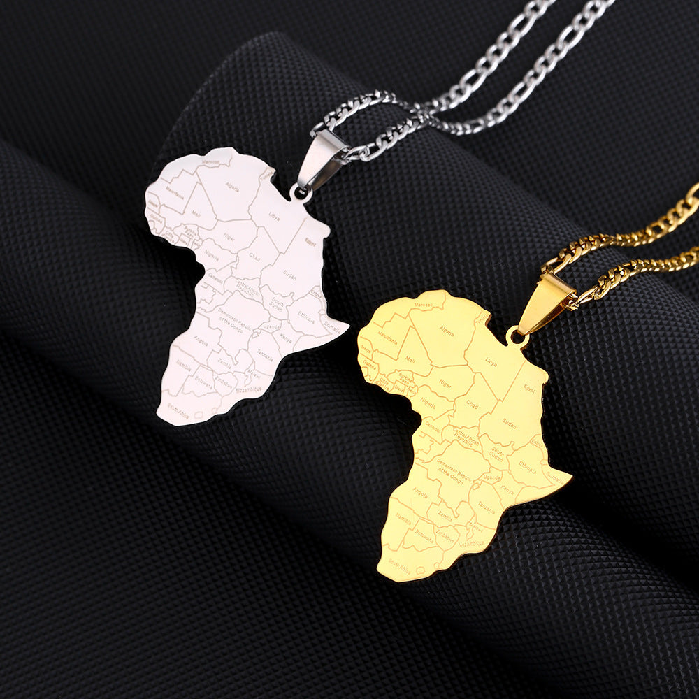 African map pendant necklace